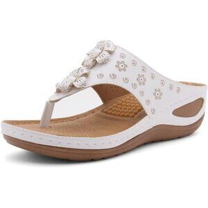 Womens Open Toe Platform Wedge Sandals - Cushioned Footbed Flip Flops for Summer